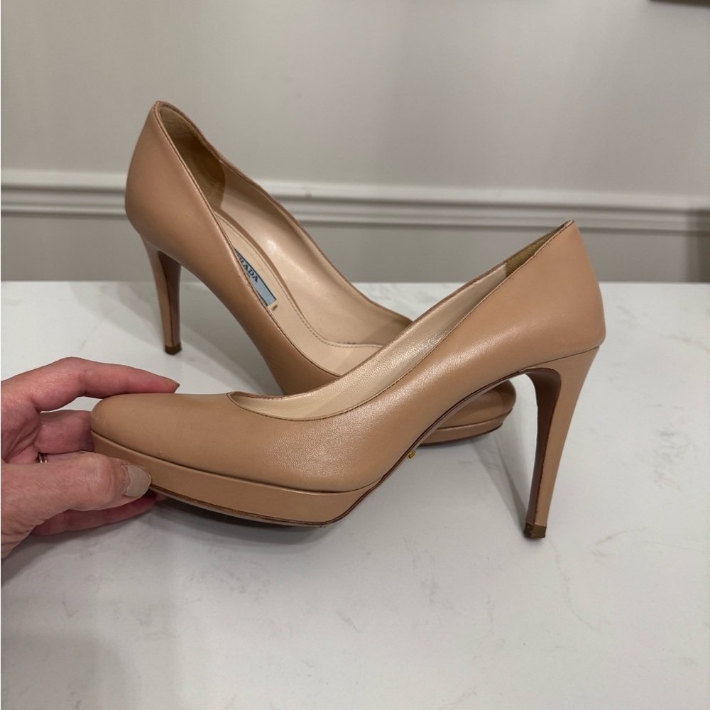 Prada Women's Tan Leather Heels